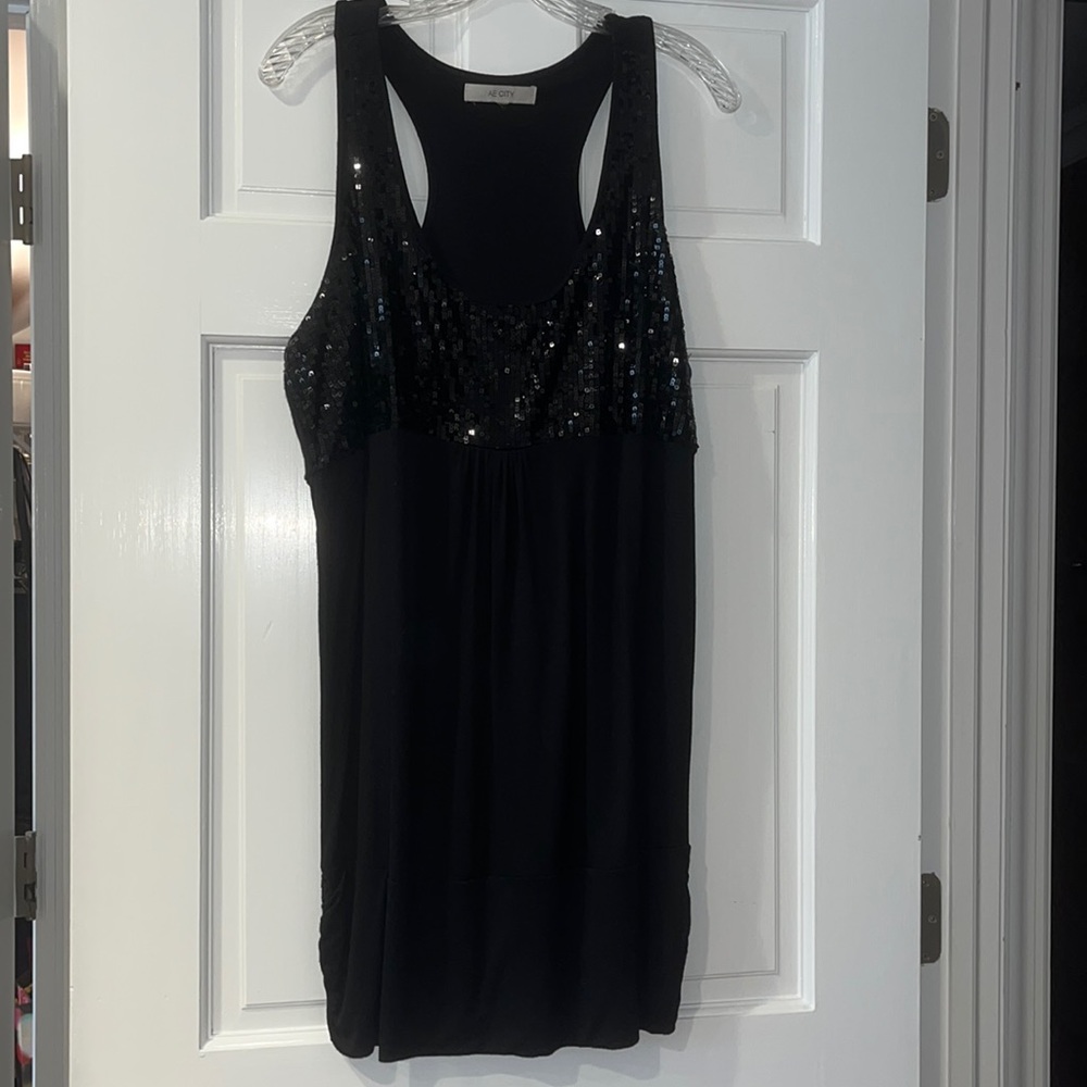 Sequin tunic/dress with empire waist and razor back